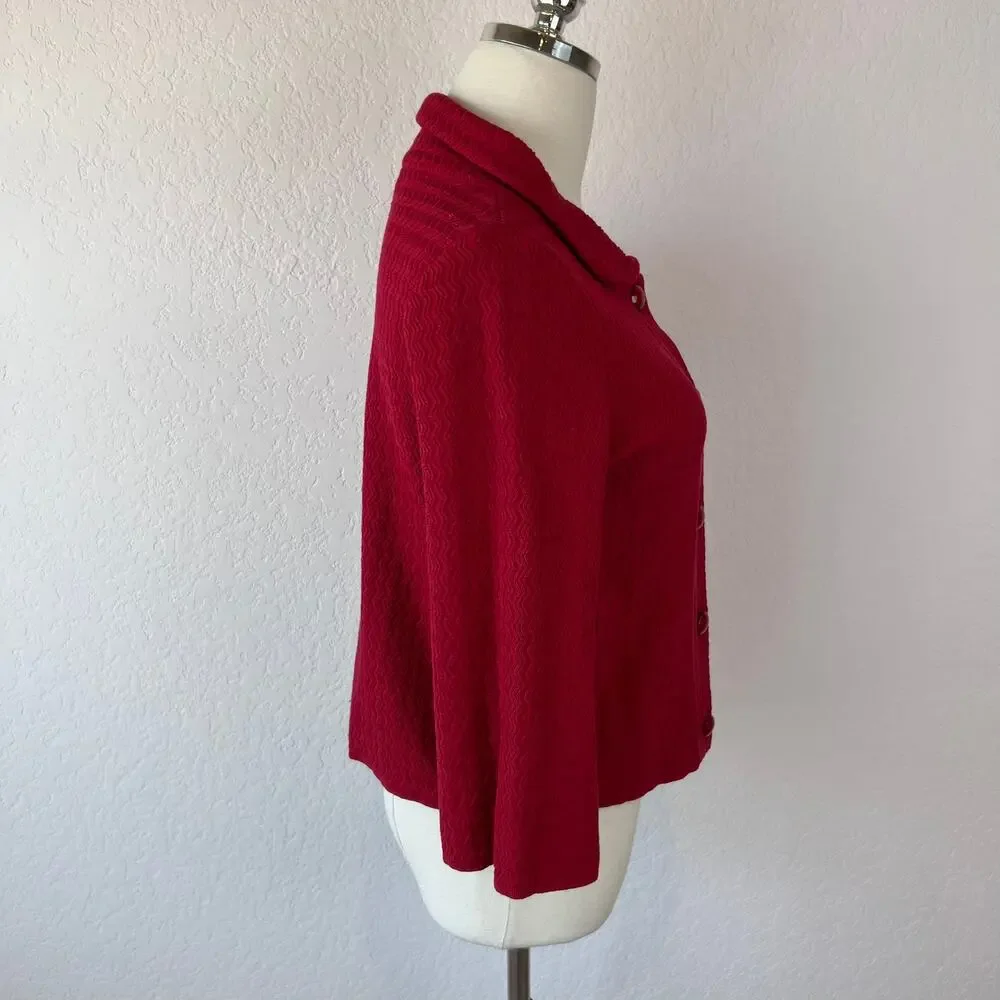 Vintage Y2K INC Silk Blend Button Up Jacket 3/4 Sleeve Collared sz Large Cottage - Picture 5 of 9